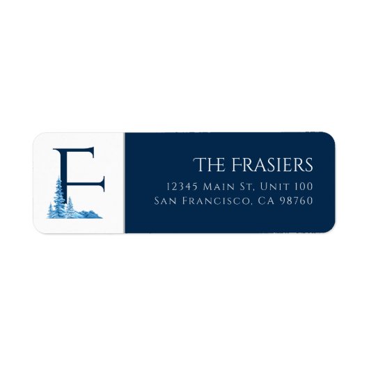 Wintervakantie | Letter F Monogram Adreslabel Etiket (Voorkant)