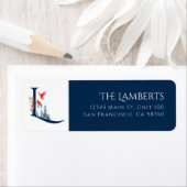 Wintervakantie | Letter L Monogram Adreslabel Etiket (Insitu)