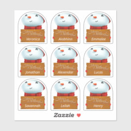 Wintervakantie Naam Stickers