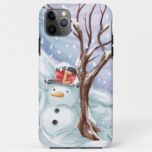 Wintervakantie Sneeuwman Waterverf Case-Mate iPhone Case (Achterkant)
