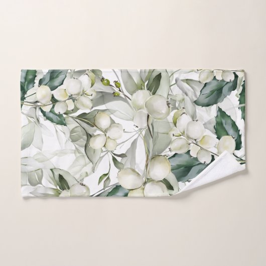 Wintervakantie vertakken groen patroon handdoek (Handdoek)