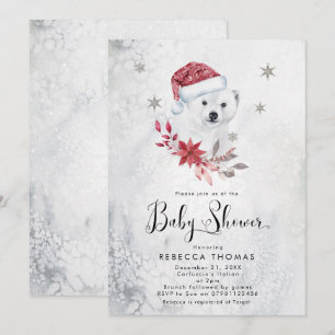 wintervakantiepolair beer baby shower uitnodiging