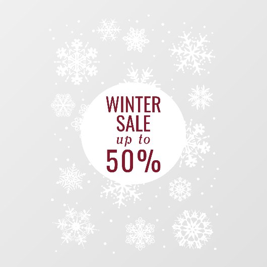 Winterverkoop, grote sneeuwvlokken raamsticker (Vel)