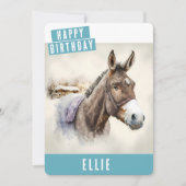 Wintervibes Donkey Verjaardag Kaart (Voorkant)