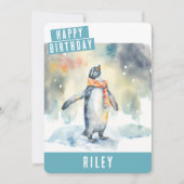Wintervibes Pinguïn Verjaardag Kaart (Voorkant)