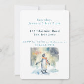 Wintervibes Pinguïn - Verjaardagsuitnodiging Kaart (Achterkant)