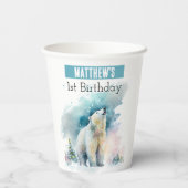 Wintervibes Polar Beer - 1e verjaardag - Papieren Bekers (Achterkant)