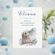Wintervibes Seal - Verjaardagsuitnodiging Kaart