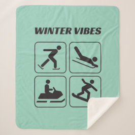 wintervibes sportplezier icoon Sherpa Blanket Sherpa Deken