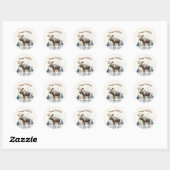 Wintervibes Waterverf Moose - Verjaardagsfeest - Ronde Sticker (Vel)