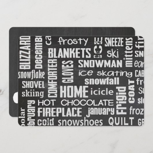 Winterviering Word Cloud Uitnodigen Kaart (Voorkant / Achterkant)