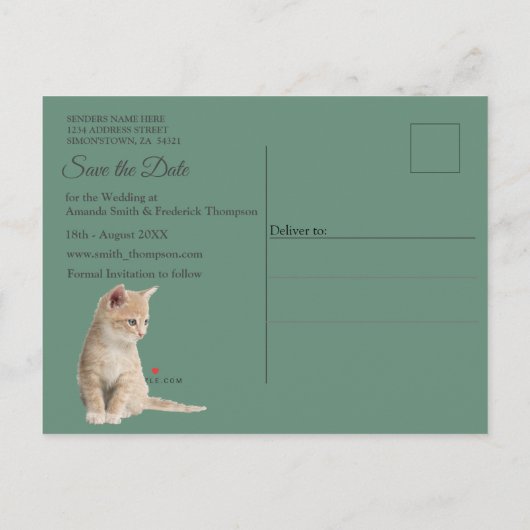 Wintervieringen in de sneeuw, met katjes aankondigingskaart (Achterkant)