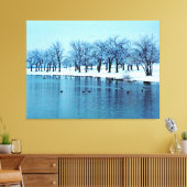  wintervijver verpakt canvas afdruk (Insitu (Woonkamer))