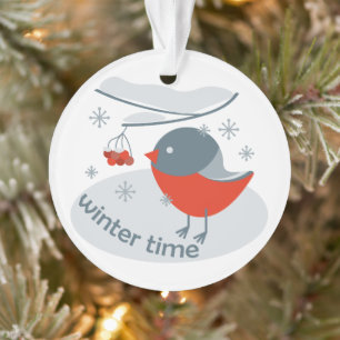 Wintervinnij en rode rowanbessen ornament