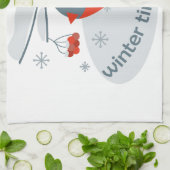 Wintervinnij en rode rowanbessen theedoek (Gevouwen)