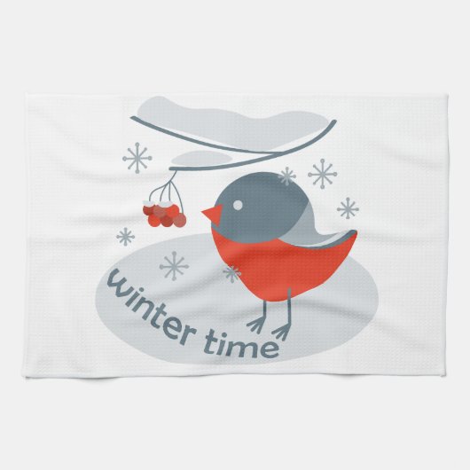 Wintervinnij en rode rowanbessen theedoek (Horizontaal)