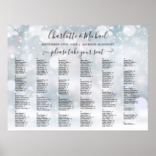 Wintervlokken 200 Namen Bruiloftstoelindeling Poster