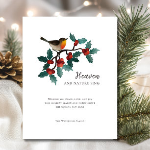 Wintervogel Holly Berries Magnetische kerst Kaart