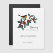 Wintervogel Holly Berries Magnetische kerst Kaart (Voorkant / Achterkant)