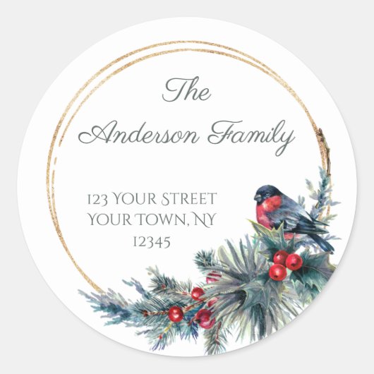  wintervogeldennenadres ronde sticker (Voorkant)