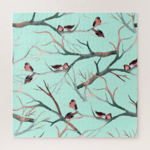 Wintervogels boomtakken Waterverf Legpuzzel