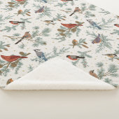 Wintervogels en dennentakken patroon sherpa deken (3/4)