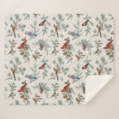 Wintervogels en dennentakken patroon sherpa deken (Voorkant (horizontaal))