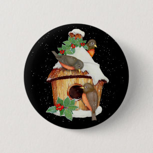 Wintervogels en vogelpest ronde button 5,7 cm