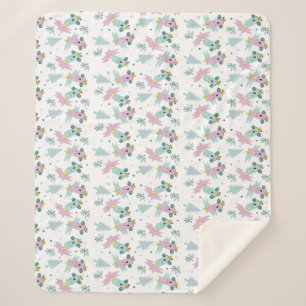 Wintervogels kerstbomen Iceberg Doodles Sherpa Deken