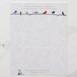 Wintervogels-LetterHead Thoreau citaat: Briefhoofd