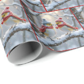 Wintervogels met een rood hart cadeaupapier (Rol Hoek)