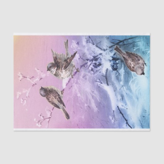  wintervogels Shabby Chic Decoupage Tissuepapier (Voorkant)