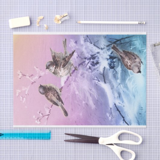 wintervogels Shabby Chic Decoupage Tissuepapier (Craft)