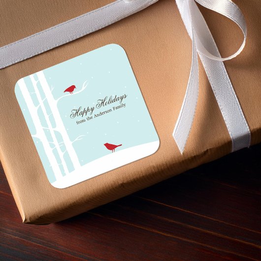 Wintervogels Vierkante Sticker