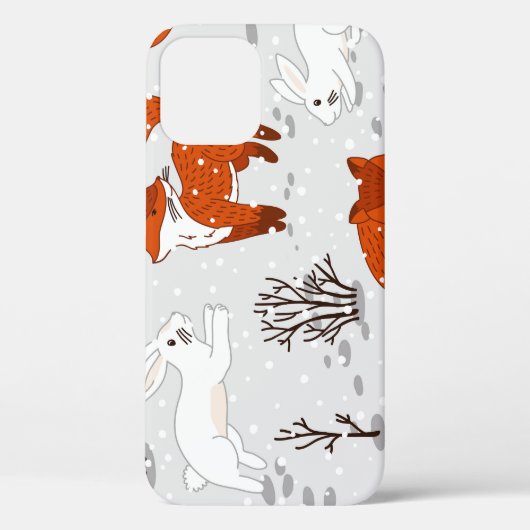 Wintervossen konijn naadloos patroon Case-Mate iPhone case (Achterkant)
