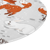 Wintervossen konijn naadloos patroon snijplank (Hoek)