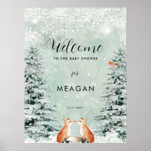 Wintervossen vakantie baby shower welkomstbord poster