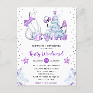 Wintervrienden IJsbeer & Pinguïns Baby Shower Briefkaart