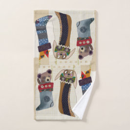 Wintervrienden in Stockings Hand Towel Handdoek