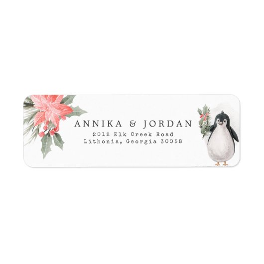 Wintervrienden | Pinguïns en Polar Beren Adres Etiket (Voorkant)