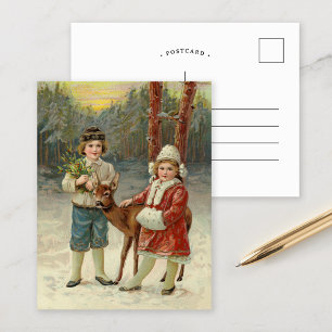 Wintervrienden Vintage kerst Briefkaart
