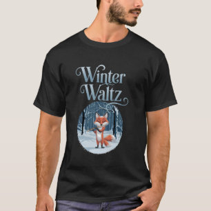 Winterwals Vos Muziek Fluit Sneeuw Scène Esthetisc T-shirt