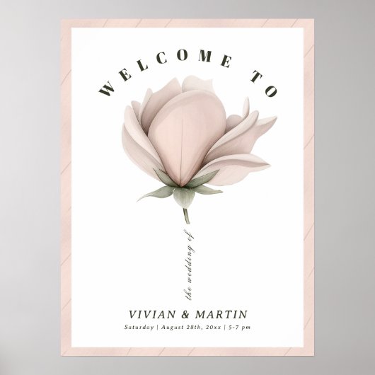 Winterwarmte Single Big Floral Wedding Welkom Poster (Voorkant)