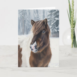 Winterwarmte – Watercolor kaart van IJslands paard
