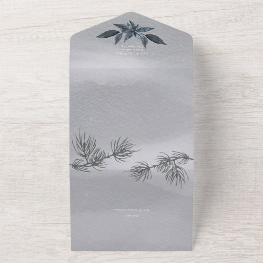 WinterWaterverf in één bruiloft All In One Uitnodiging (Buitenkant)