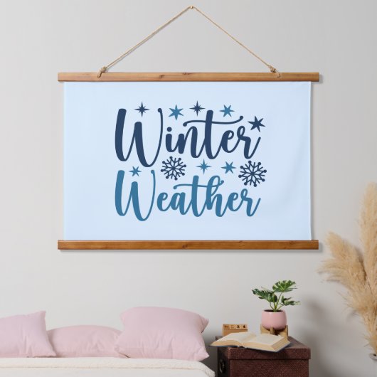 Winterweer - Snowy Holiday Typography Hangend Wandkleed (Slaapkamer)