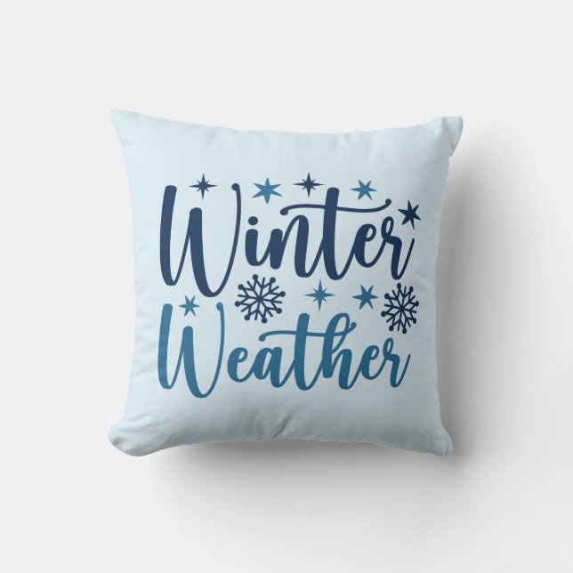 Winterweer - Snowy Holiday Typography Kussen (Voorkant)
