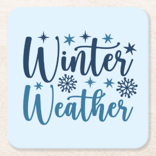 Winterweer - Snowy Holiday Typography Vierkante Kartonnen Onderzetter