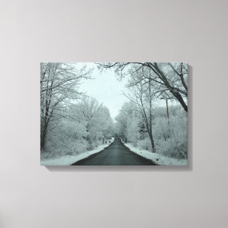 Winterweg Canvas Afdruk