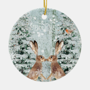 winterwinterwinterwinterwinterdecoratie voor hares keramisch ornament